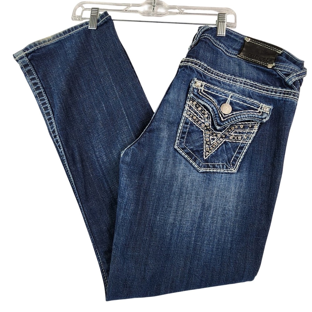 Vigoss 13 Dark Blue Bootcut Jeans Y2K Western Embellish Thick Stitch Cowgirl L31